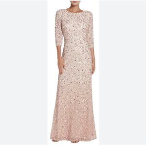 Adrianna Papell 3/4-Sleeve Scoop-Back Sequin Gown (NEW with tags, size 14)